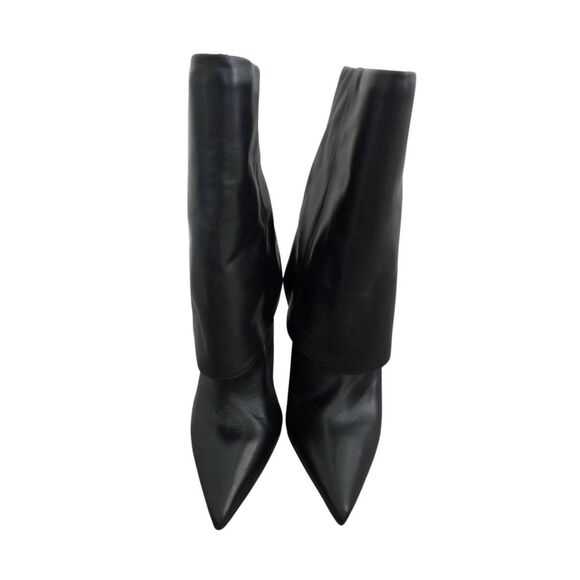Black Suede Studio Fold Over Leather Booties Size 9.5US Angular Heel - Picture 5 of 8